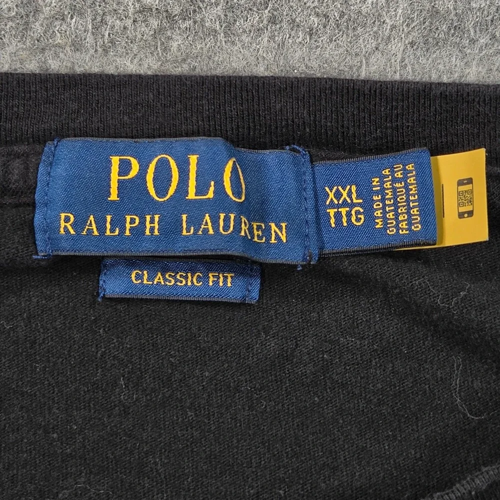 Polo Ralph Lauren T-Shirt Mens XXL Black Polo Bear Long Sleeve Classic Fit